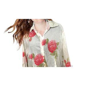 Blouse shirt button down floral boho J Jill Long Sleeve Womens Shirt Sz M